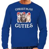 Kitten Kerstsweater / Kerst trui Christmas cuties blauw voor heren - Kerstkleding / Christmas outfit