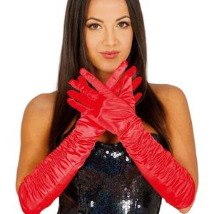 Rode plooi gala handschoenen voor volwassenen