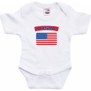 USA baby rompertje met vlag wit jongens en meisjes - Kraamcadeau - Babykleding - Amerika landen romper