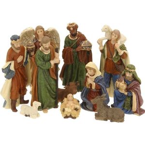 11x Kerststal kerstbeelden - kerststal figuren