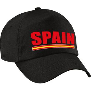 Spain supporters pet zwart jongens en meisjes - kinderenpetten - Spanje landen baseball cap - supporter accessoire