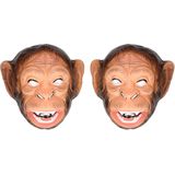 Set van 2x stuks plastic apen/aap/chimpansee dieren verkleed masker voor volwassenen