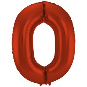 Folat Folie cijfer ballon - 86 cm rood - cijfer 0 - verjaardag leeftijd