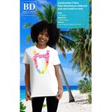 Bellatio Decorations Tropical party T-shirt voor dames - bloemenkrans - zwart - carnaval/themafeest