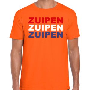 Koningsdag t-shirt Zuipen - oranje - heren - koningsdag / EK/WK outfit / kleding / shirt