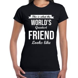 Worlds greatest friend cadeau t-shirt zwart voor dames - verjaardag / kado shirt voor vriendinnen