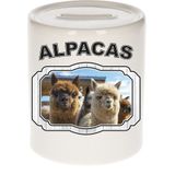 Dieren liefhebber alpaca spaarpot  9 cm jongens en meisjes - keramiek - Cadeau spaarpotten alpacas liefhebber