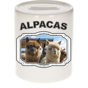 Dieren liefhebber alpaca spaarpot  9 cm jongens en meisjes - keramiek - Cadeau spaarpotten alpacas liefhebber