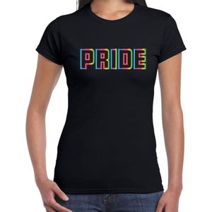 Bellatio Decorations Gay Pride t-shirt met tekst - dames - zwart - LHBTI/LHBTIQ