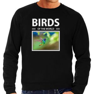 Dieren foto sweater Kolibrie vogel - zwart - heren - birds of the world - cadeau trui vogel liefhebber