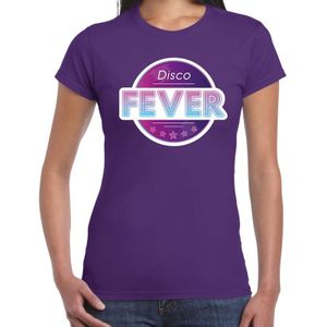 Disco fever feest t-shirt paars voor dames - paarse 70s/80s/90s disco/feest shirts