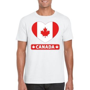 Canada t-shirt met Canadese vlag in hart wit heren