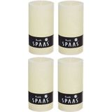 4x Ivoor rustieke cilinderkaarsen/stompkaars 7 x 13 cm 60 branduren - Geurloze kaarsen - Woondecoraties