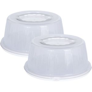 2x stuks ronde taart/gebak bewaardoos transparant 32 x 14.5 cm met witte bodem - Taart bewaren/serveren in box/doos