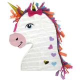 Funny Fashion - Verjaardag Pinata Unicorn/eenhoorn - 42 x 30 cm - set met stok en masker