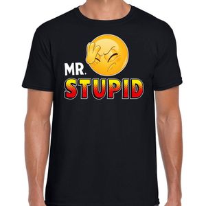 Funny emoticon t-shirt Mr.stupid zwart voor heren - Fun / cadeau shirt