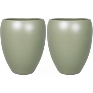 2x Stuks Bloemen Vaas/Vazen Mat Army Groen van Keramiek D25 X H28 cm