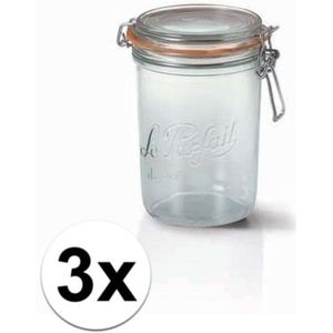 Le Parfait Weckpotten/inmaakpotten - 3x - met klepdeksel - 1 liter