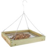 2x stuks vogelvoedertafel hout staand en hangend 35 cm - Vogelvoederhuisje - Vogelvoer - Vogel voederstation