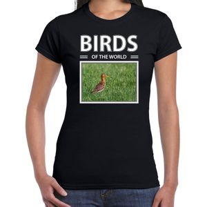 Dieren foto t-shirt Grutto - zwart - dames - birds of the world - cadeau shirt Gruttos liefhebber