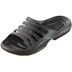 Bad/sauna slippers met voetbed zwart heren - Badslippers antislip - Zwembad/strand artikelen