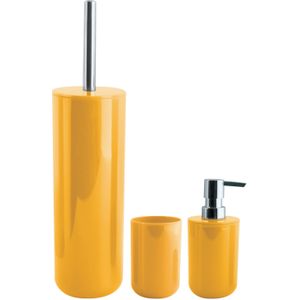 MSV Badkameraccessoire Moods - toiletborstel in houder - beker - zeeppompje - saffraan geel - kunststof