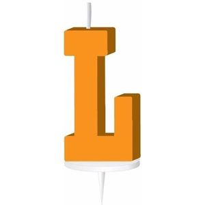 Oranje letterkaarsje met houder L