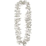 Set van 8x stuks hawaii bloemen slinger/kransen zilver - Verkleed accessoires