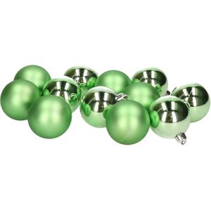 Kerstballen - 12 stuks - kunststof - groen - 6 cm