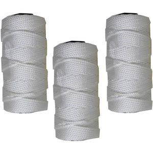 3x Bolletjes touw bouwlijn wit 50 meter  x 1,8 mm