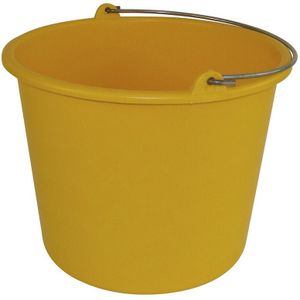 1x Huishoudemmers kunststof 12 liter geel - Schoonmaaklemmer - Schoonmaken/reinigen - Wasemmer