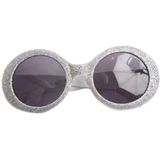 2x stuks zilveren disco carnaval verkleed bril met glitters - Seventies/Eighties thema