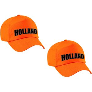 2x stuks oranje Holland fan pet / cap oranje - kinderen - Ek / Wk / Koningsdag - Nederland supporter petje / kleding