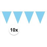 10x vlaggenlijn / slinger baby blauw 10 meter - totaal 100 meter - slingers