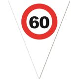 3x stuks leeftijd verjaardag vlaggenlijn met 60 jaar stopbord opdruk 5 meter - Plastic - 10-vlaggetjes per slinger - Feestartikelen/versiering