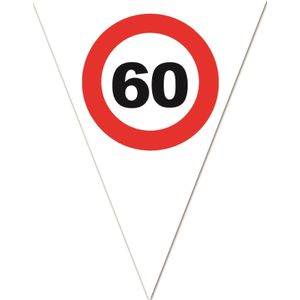 3x stuks leeftijd verjaardag vlaggenlijn met 60 jaar stopbord opdruk 5 meter - Plastic - 10-vlaggetjes per slinger - Feestartikelen/versiering