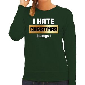 Foute Kersttrui / sweater - I hate Christmas songs - Haat aan kerstmuziek / kerstliedjes - groen voor dames - kerstkleding / kerst outfit