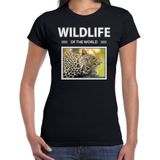 Dieren foto t-shirt Luipaard - zwart - dames - wildlife of the world - cadeau shirt luipaarden liefhebber
