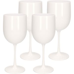 4x stuks onbreekbaar wijnglas wit kunststof 48 cl/480 ml - Onbreekbare wijnglazen