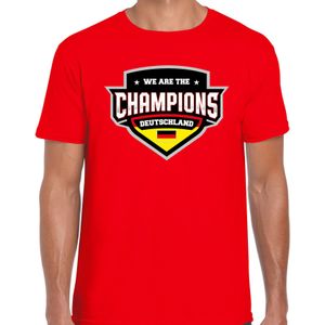 We are the champions Deutschland t-shirt met schild embleem in de kleuren van de Duitse vlag - rood - heren - Duitsland supporter / Duits elftal fan shirt / EK / WK / kleding