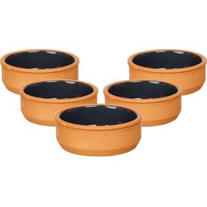 La Dehesa - Set 18x tapas/creme brulee schaaltjes terracotta/zwart 12cm