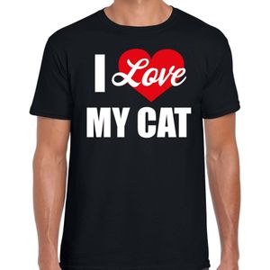 I love my cat / Ik hou van mijn kat / poes t-shirt zwart - heren - Katten liefhebber cadeau shirt