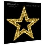 Metalen krans/verlichte decoratie ster met warm wit licht 50 cm - met timer - Kerstverlichting/verlichte figuren
