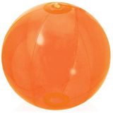 Opblaasbare strandbal plastic transparant oranje 28 cm - Strand buiten zwembad speelgoed