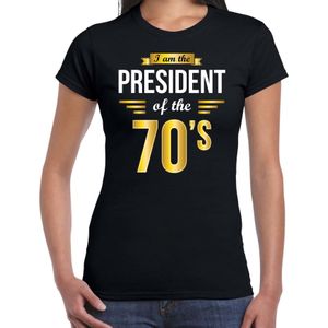President of 70s feest t-shirt zwart voor dames - party shirt seventies - Cadeau voor een jaren 70 liefhebber