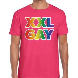 Regenboog XXL gay pride / parade fuchsia t-shirt voor heren - LHBT evenement shirts kleding / outfit