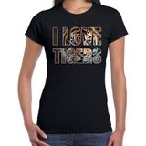 I love tigers / tijgers t-shirt zwart dames - tijger dieren t-shirt / kleding - cadeau t-shirt / tijger shirts