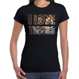 I love tigers / tijgers t-shirt zwart dames - tijger dieren t-shirt / kleding - cadeau t-shirt / tijger shirts