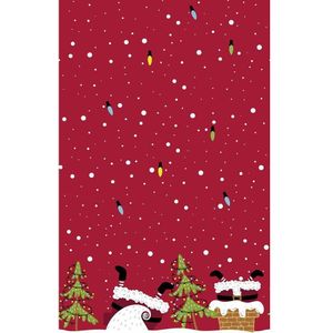 Rode kerst thema tafellakens/tafelkleden met kerstman 138 x 220 cm - Kerstdiner tafeldecoratie versieringen - Tafelversiering