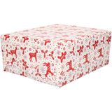 4x Rollen Kerst kadopapier print wit/rood  2,5 x 0,7 meter op rol 70 grams - Luxe papier kwaliteit cadeaupapier/inpakpapier - Kerstmis